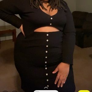 Black dress with mid drift cutout